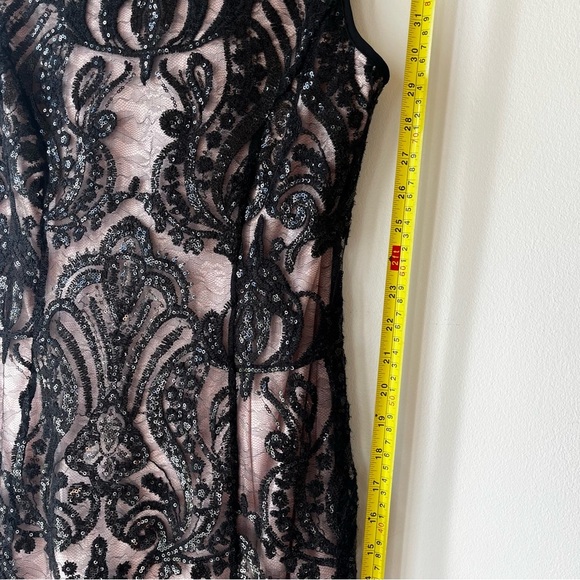 Mystic Los Angeles Nude Lined Black Sequin Lace Sheath Dress Size L - Picture 5 of 11